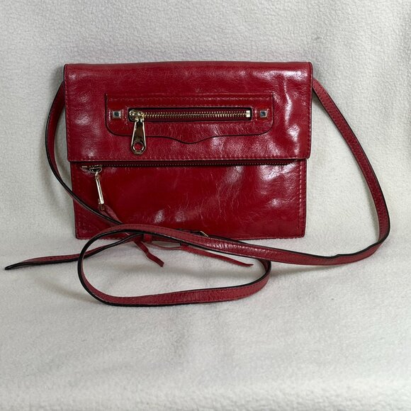 Rebecca Minkoff Red Grained Leather Adjustable Size Strap Crossbody Bag - Picture 1 of 15